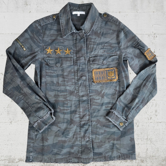 Willow and Clay Camo Bronze Metallic Patch Military Style Utility Jacket Size XS - Picture 1 of 12